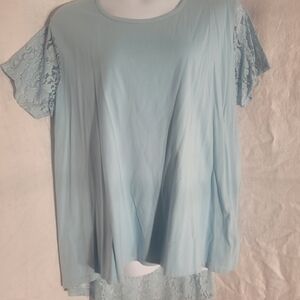 DG2 by Diane Gilman Lace Sleeve Blouse - Sky Blue